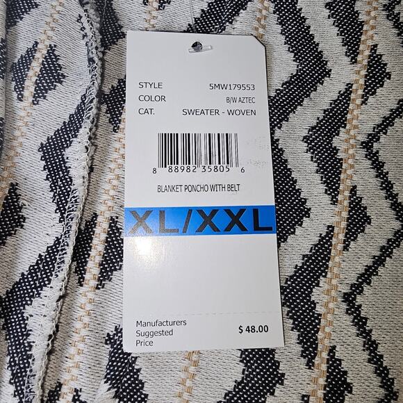 NWT By Design Western Belted Aztec Shawl top 100% Cotton, Old West XL / XXL - Picture 10 of 12